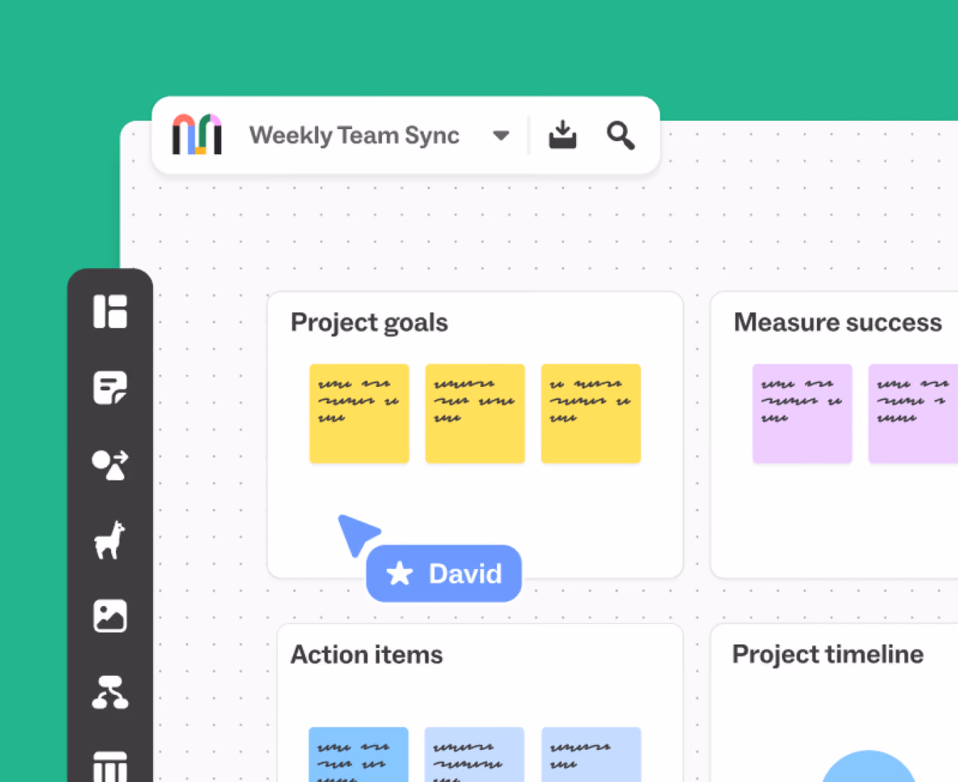 A researcher presenting concepts that were created on a shared digital workspace.