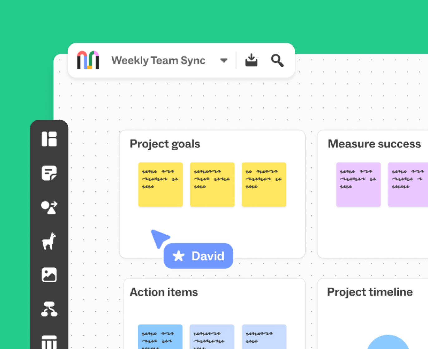 A researcher presenting concepts that were created on a shared digital workspace.
