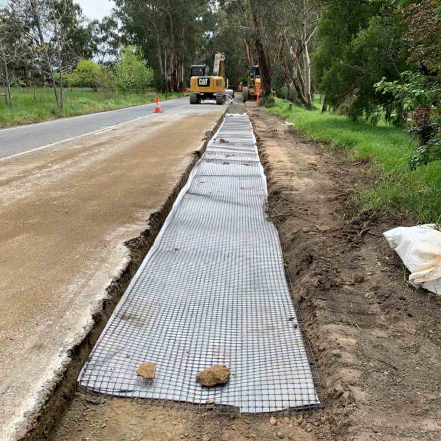 drain on shoulder of road being redeveloped by Civil Construction company Linct Group