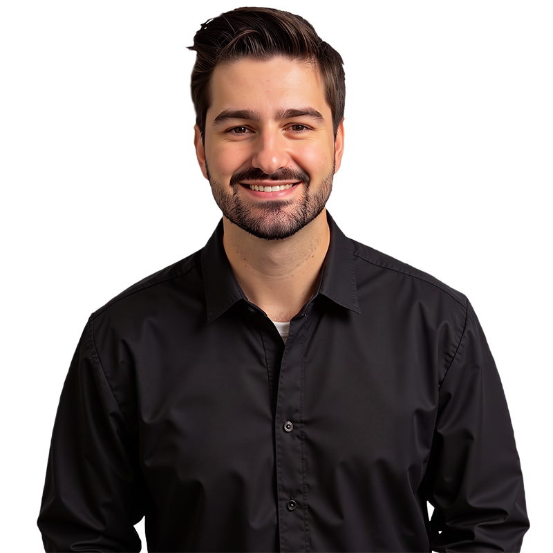doctor patterson standing in a studio smiling at camera