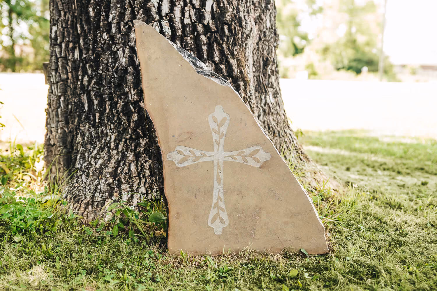 Engraved Stone with Cross design