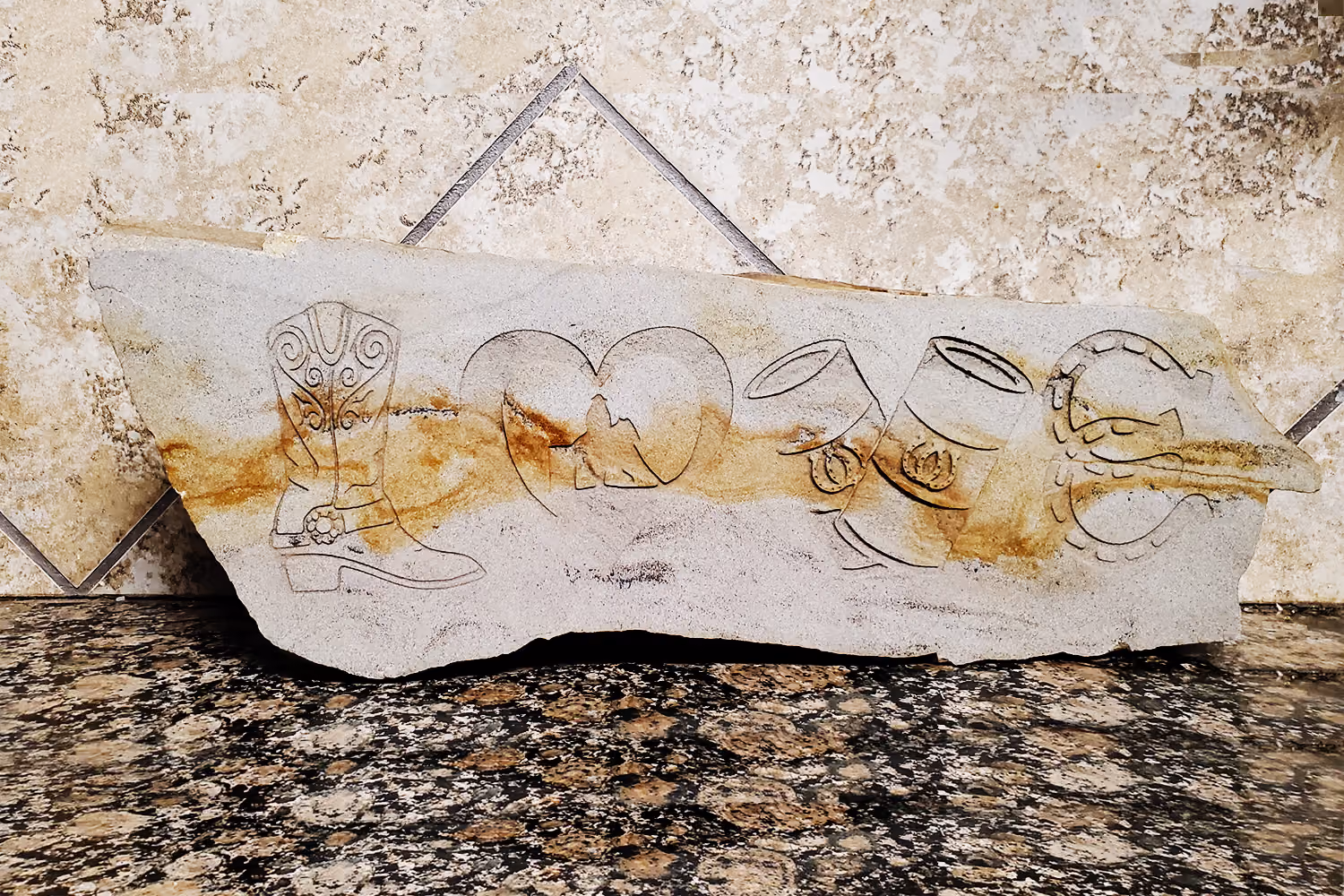 Engraved Stone with different signs