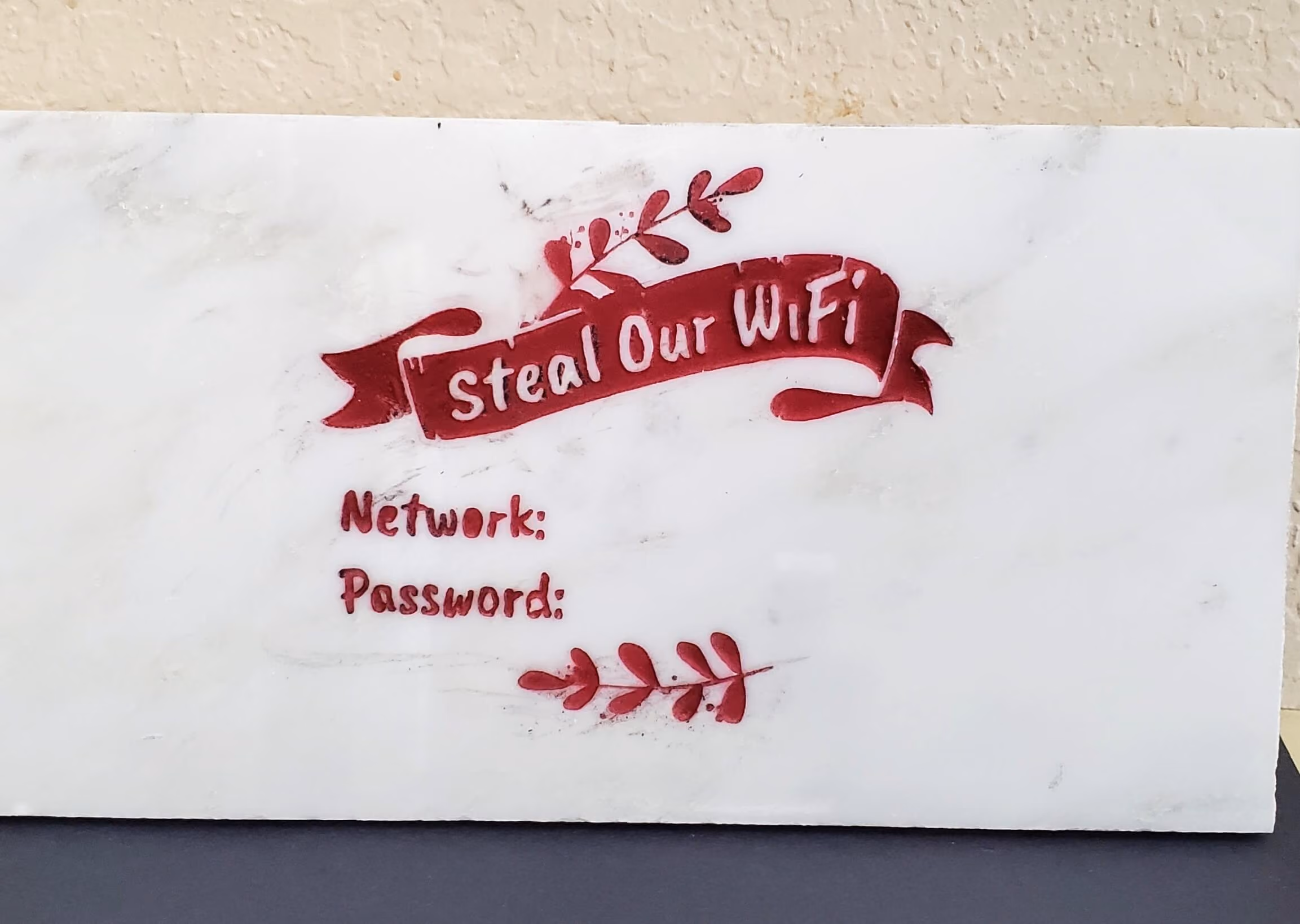 Engraved Stone with wifi sign