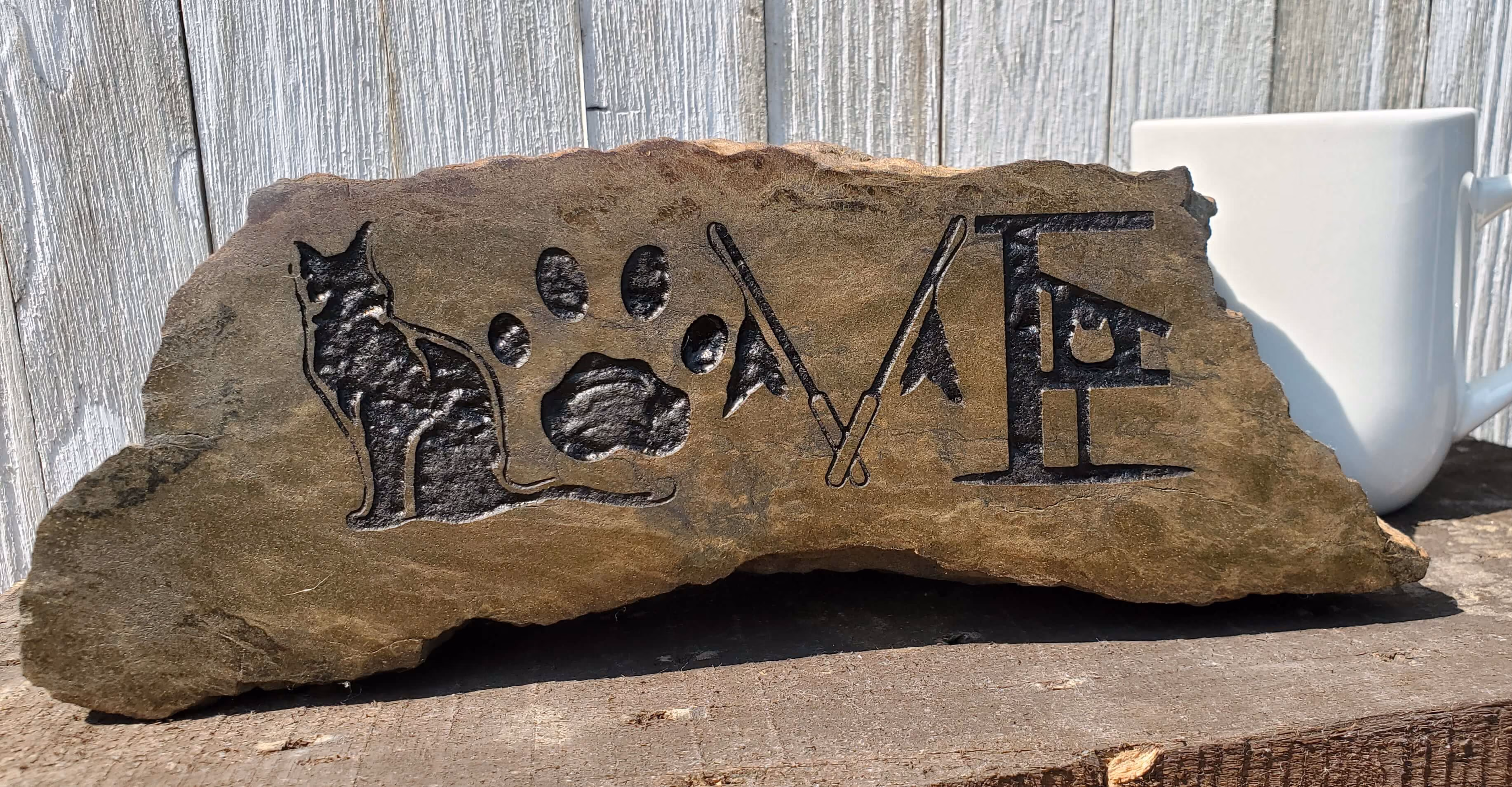 Engraved Stone with pet signs