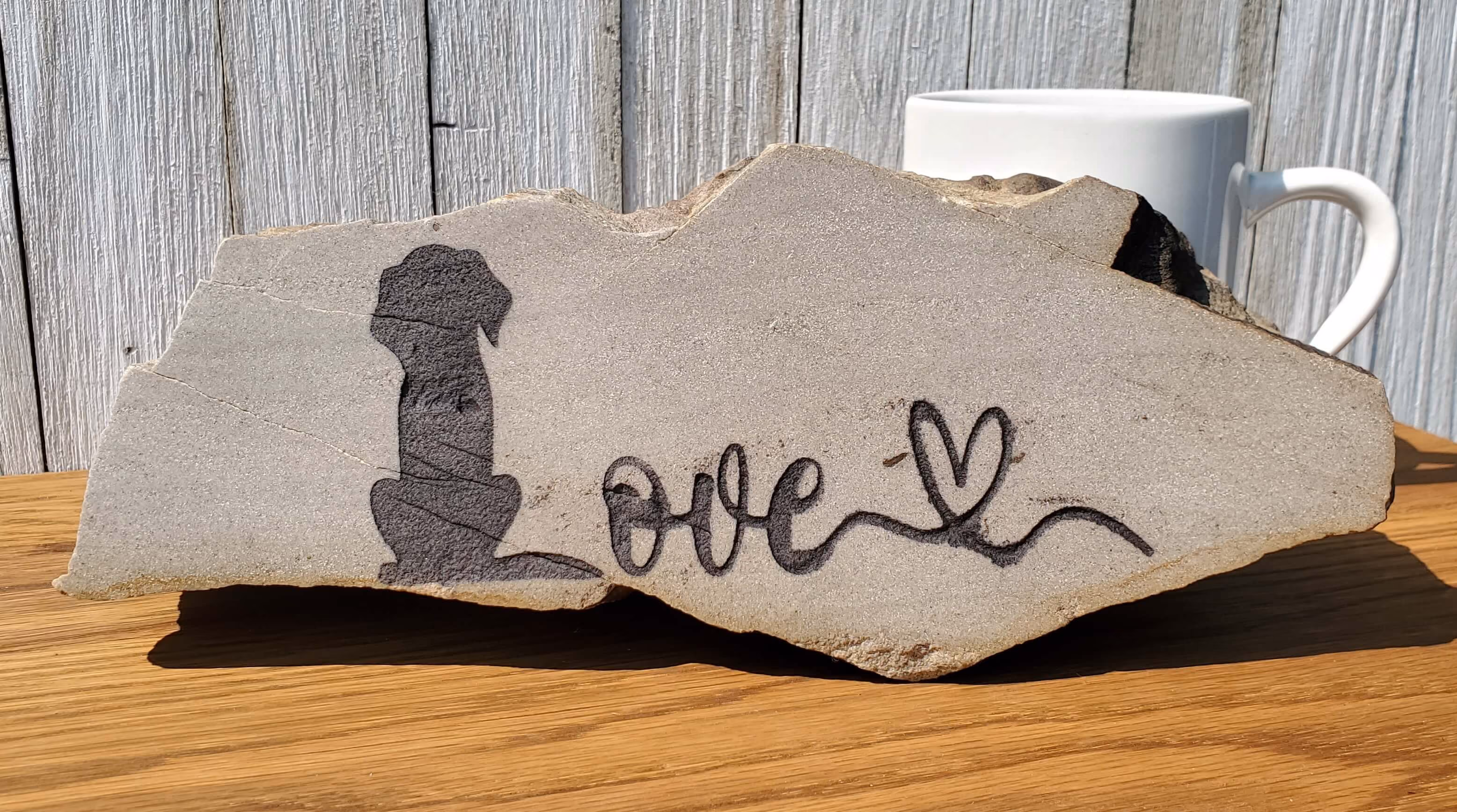 Engraved Stone with love sign