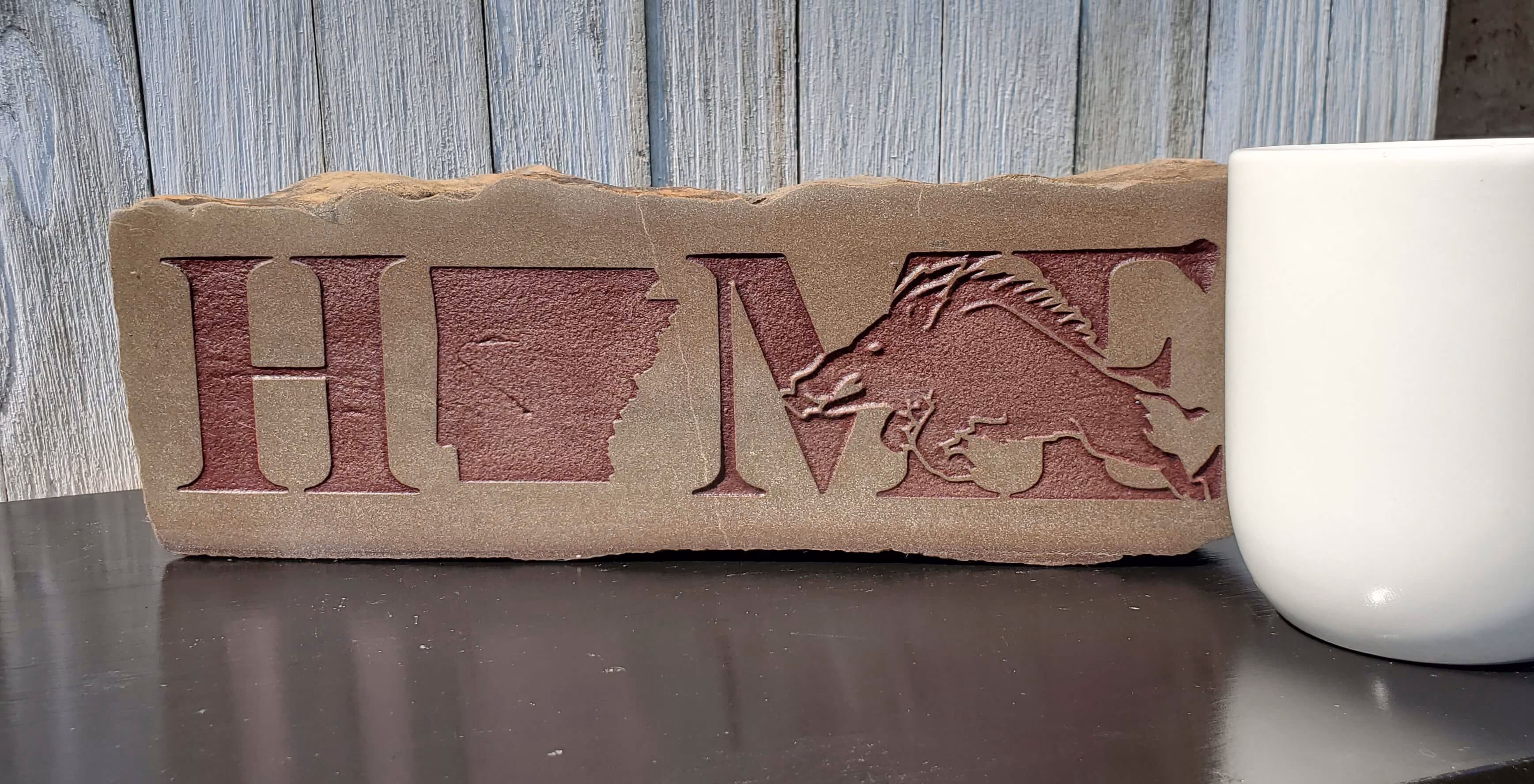 Engraved Stone with Home sign
