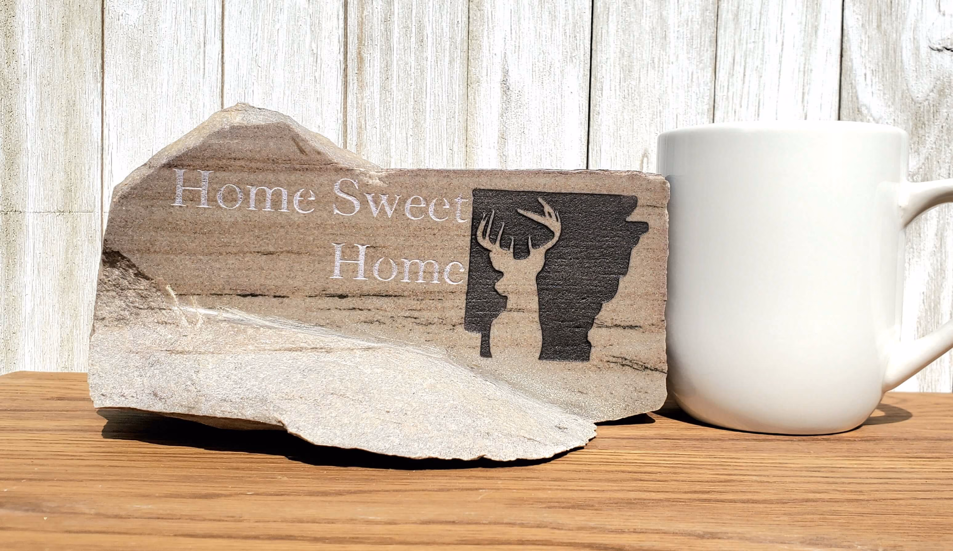 Engraved Stone with Home Sweet Home sign