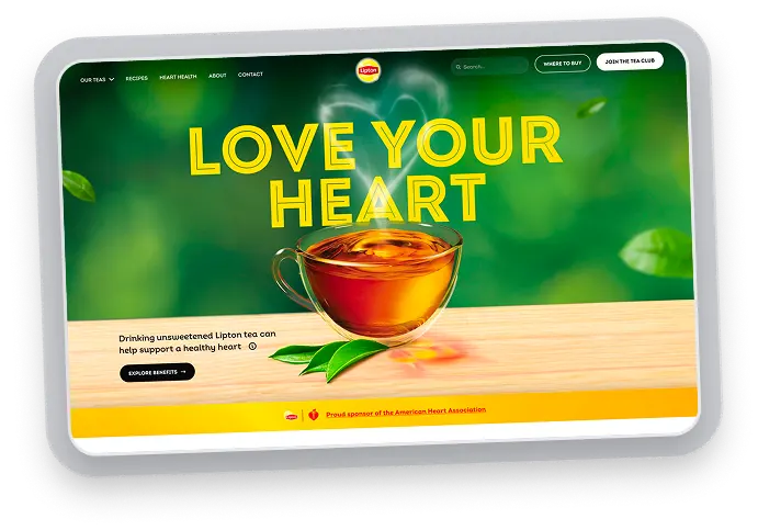 Lipton homepage redesign showing improved layout and visual hierarchy