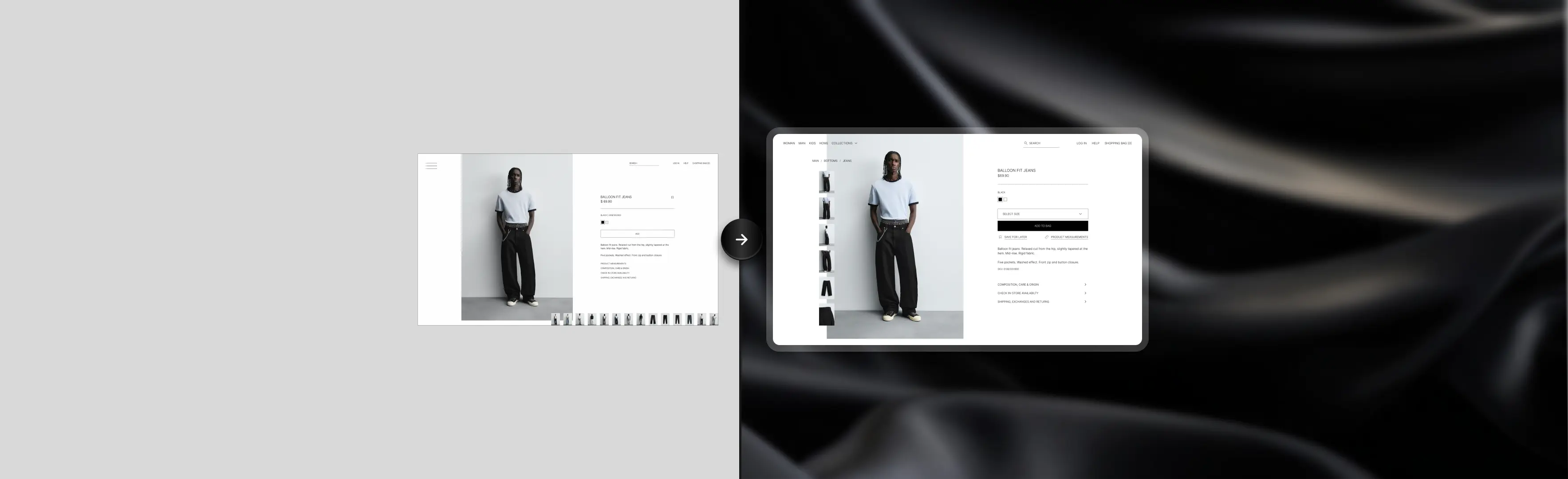 Zara product page redesign comparison improving purchase flow and product page usability