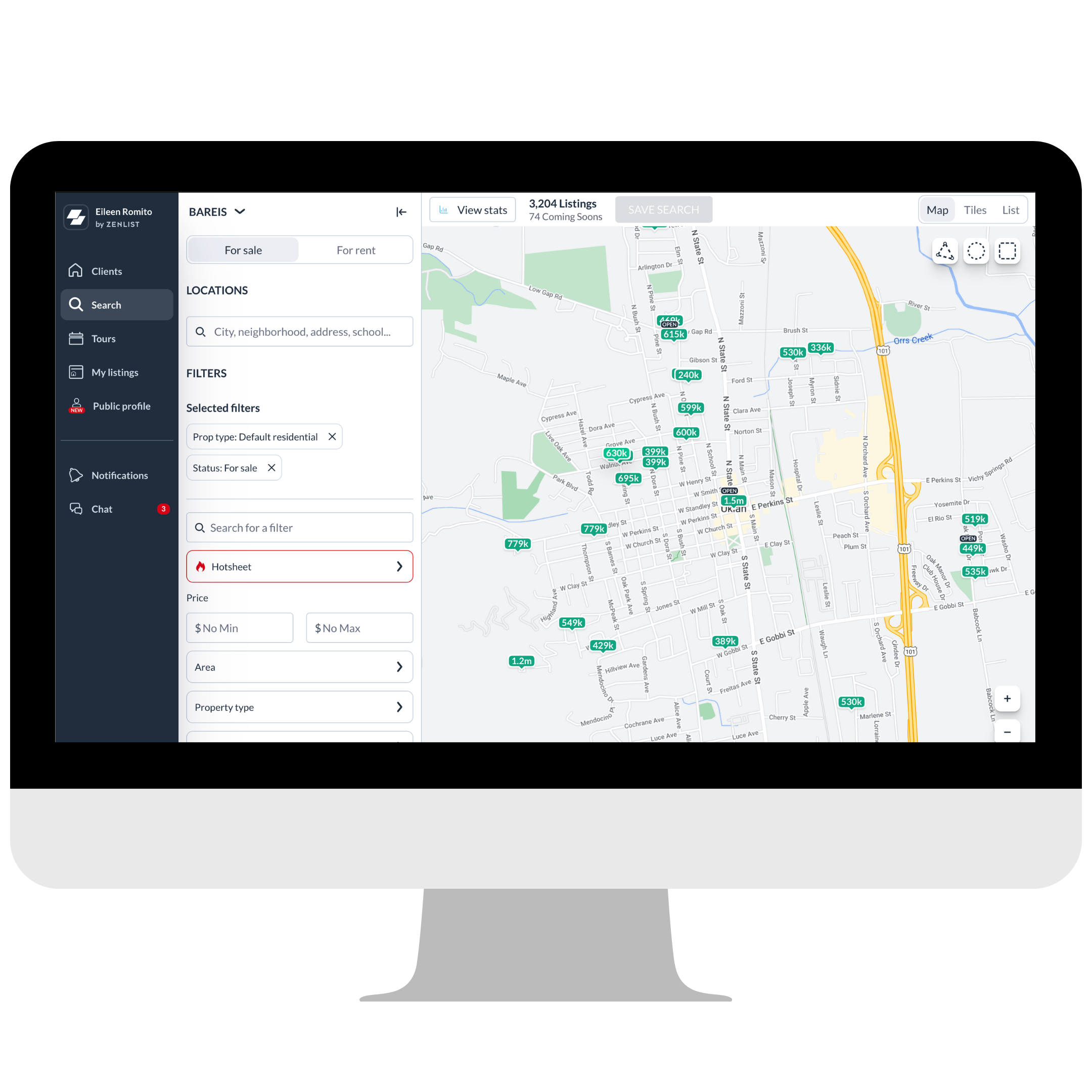 BAREIS MLS login Zenlist desktop