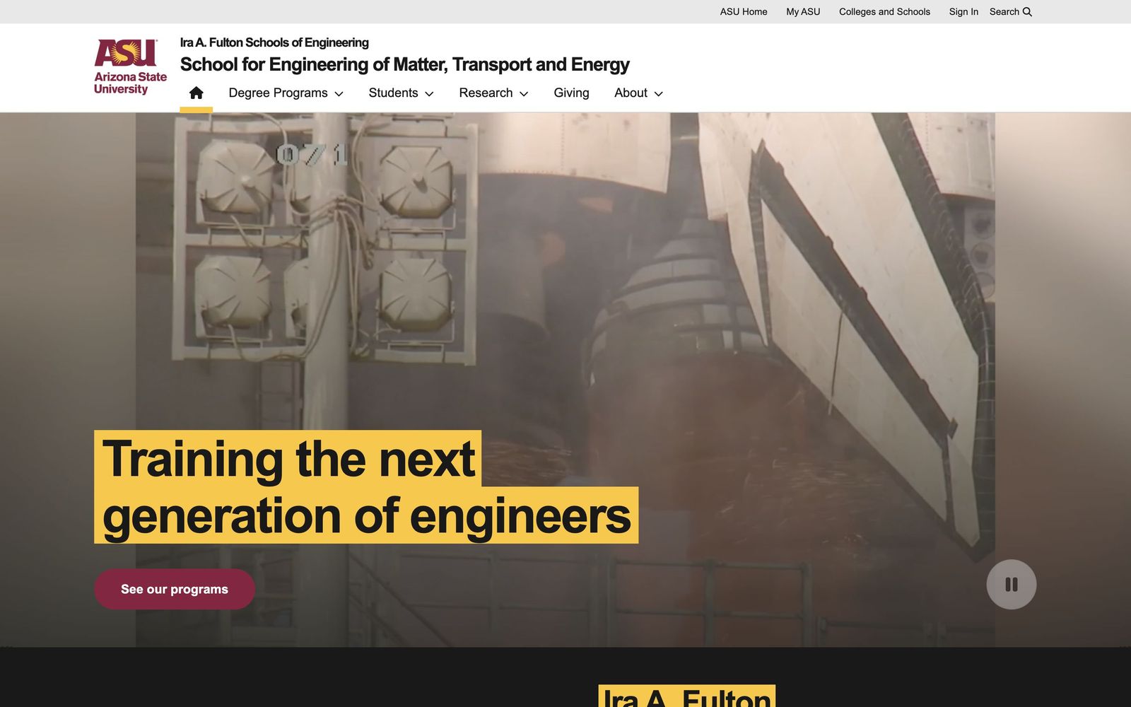 ASU School for Engineering of Matter, Transport and Energy website