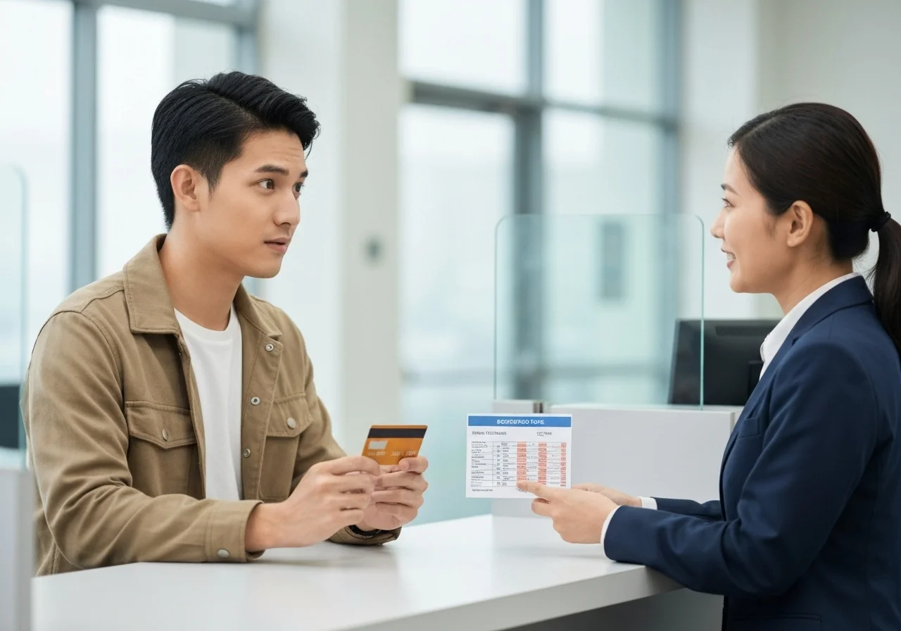 Quy trình rút tiền thẻ tín dụng tại quầy ngân hàng