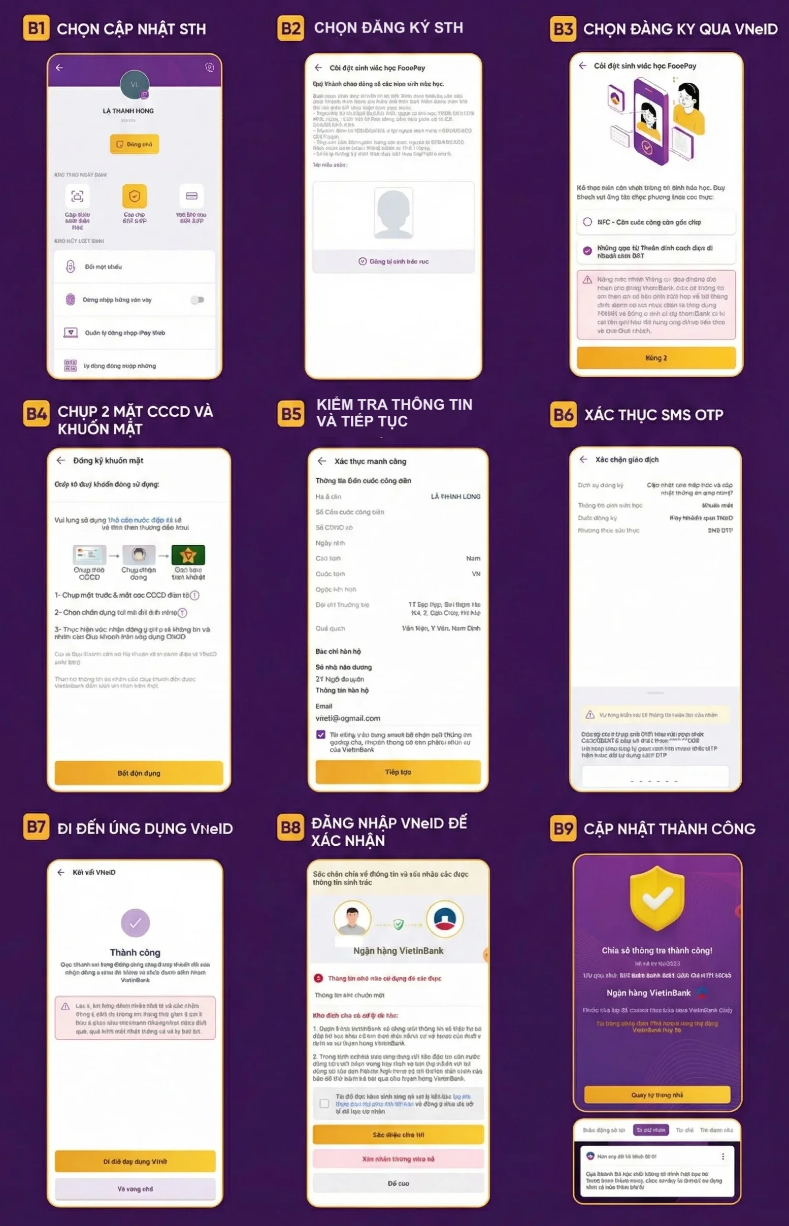 CẬP NHẬT SINH TRẮC HỌC QUA VNEID