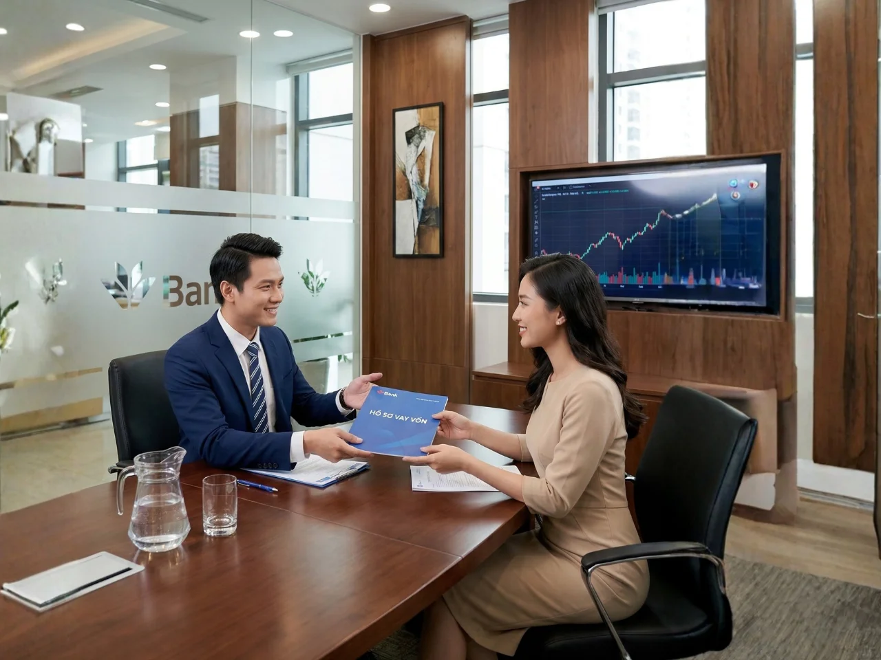 Nộp hồ sơ vay tại ngân hàng để được phê duyệt