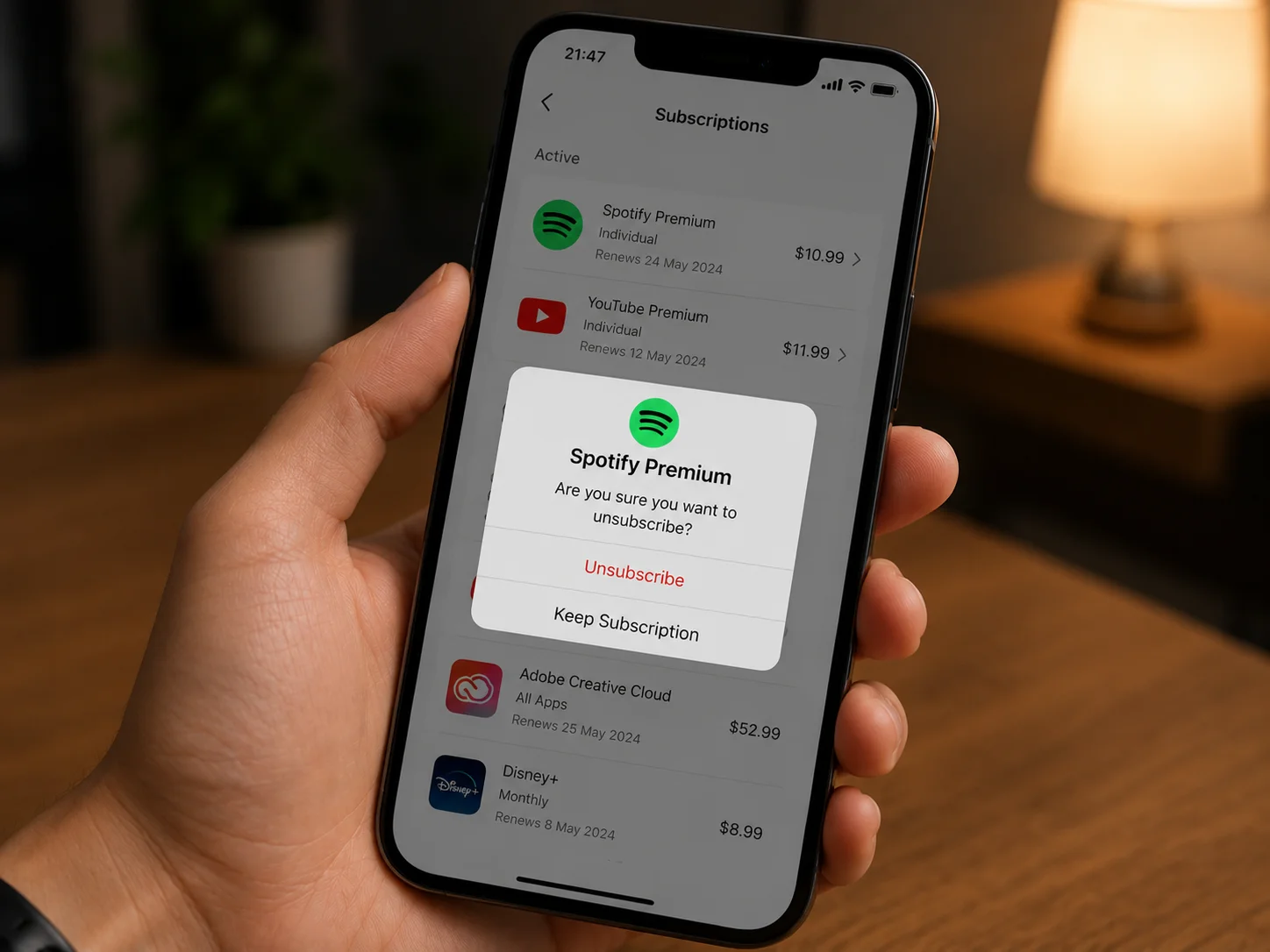 Huỷ đăng ký subscription