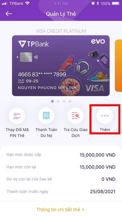 Bảng sao kê thẻ TPBank EVO