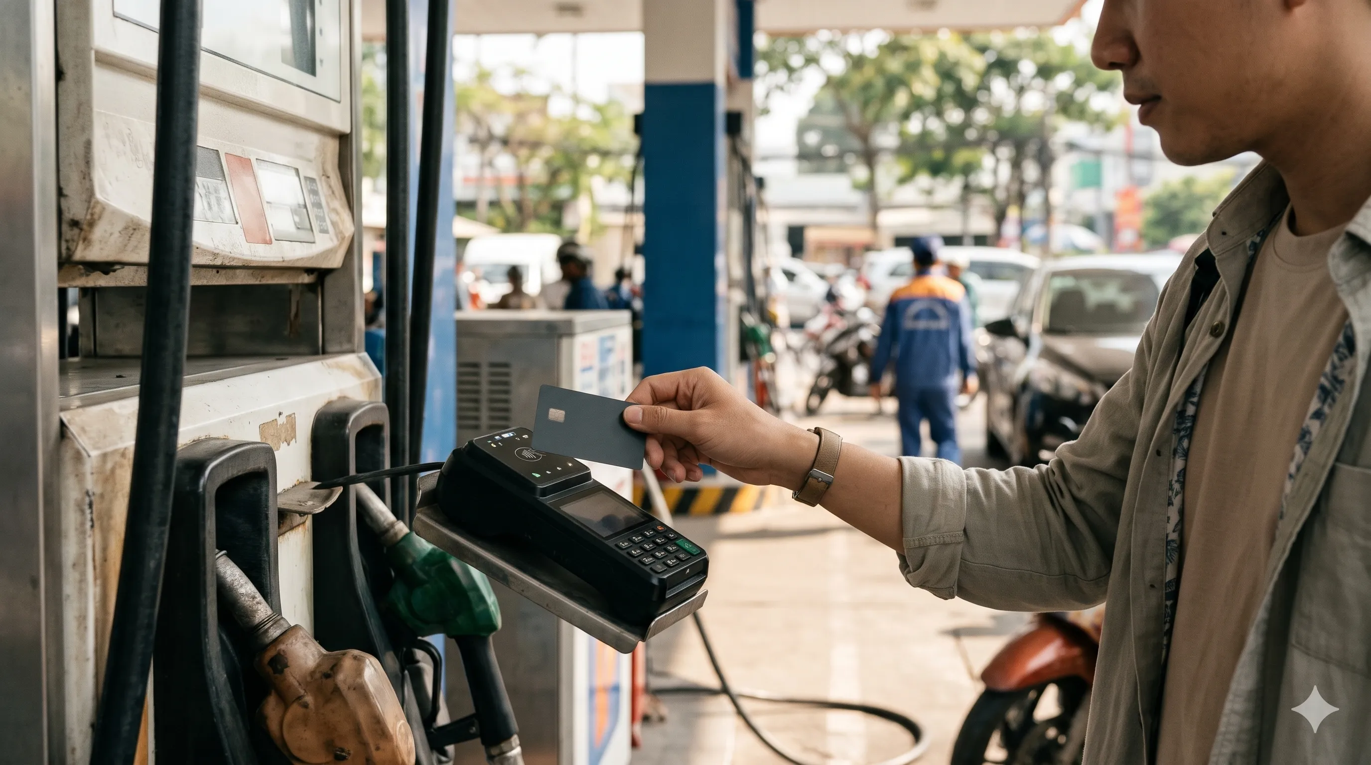đổ xăng bằng thẻ tín dụng 