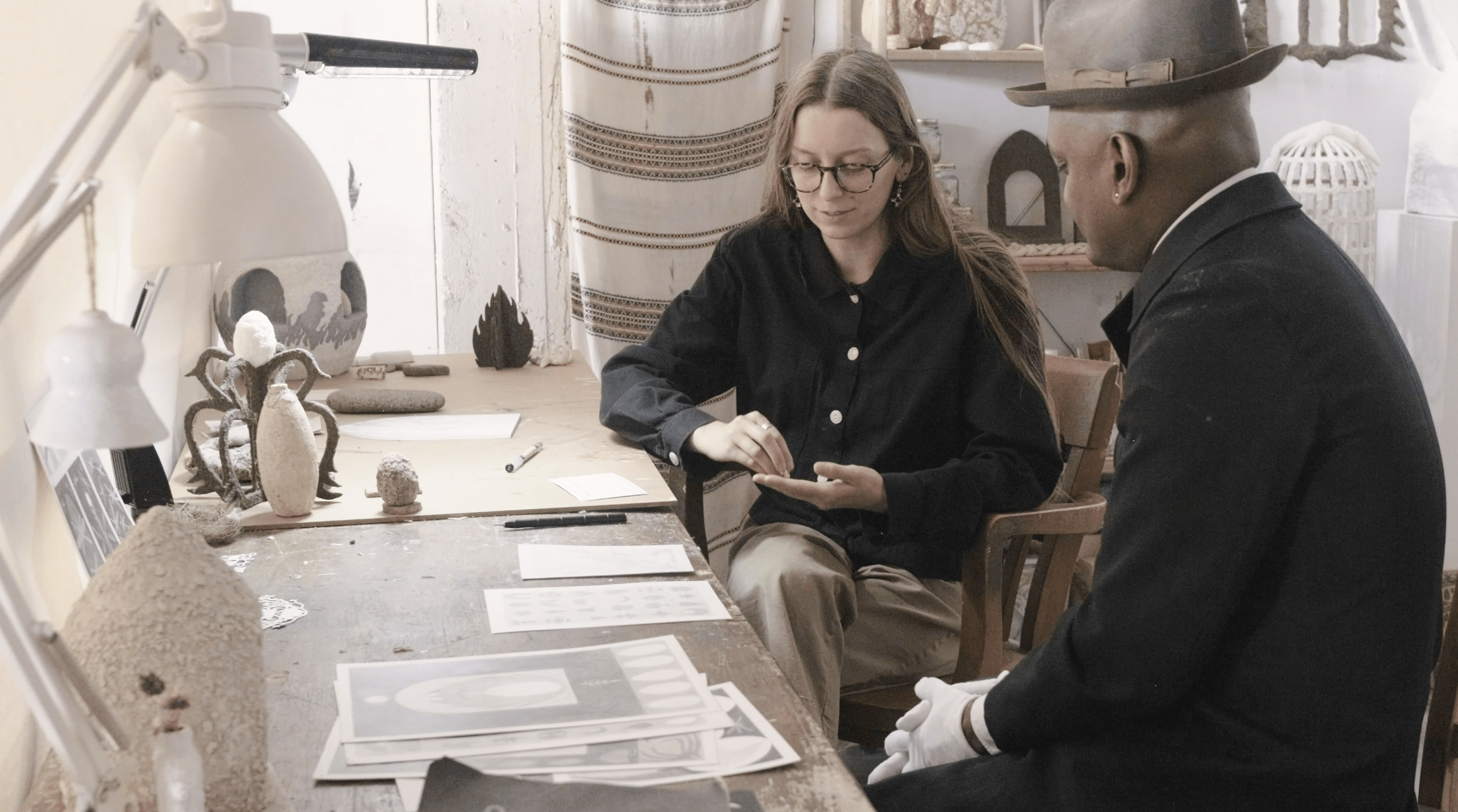 Video still of Artist Discussion footage