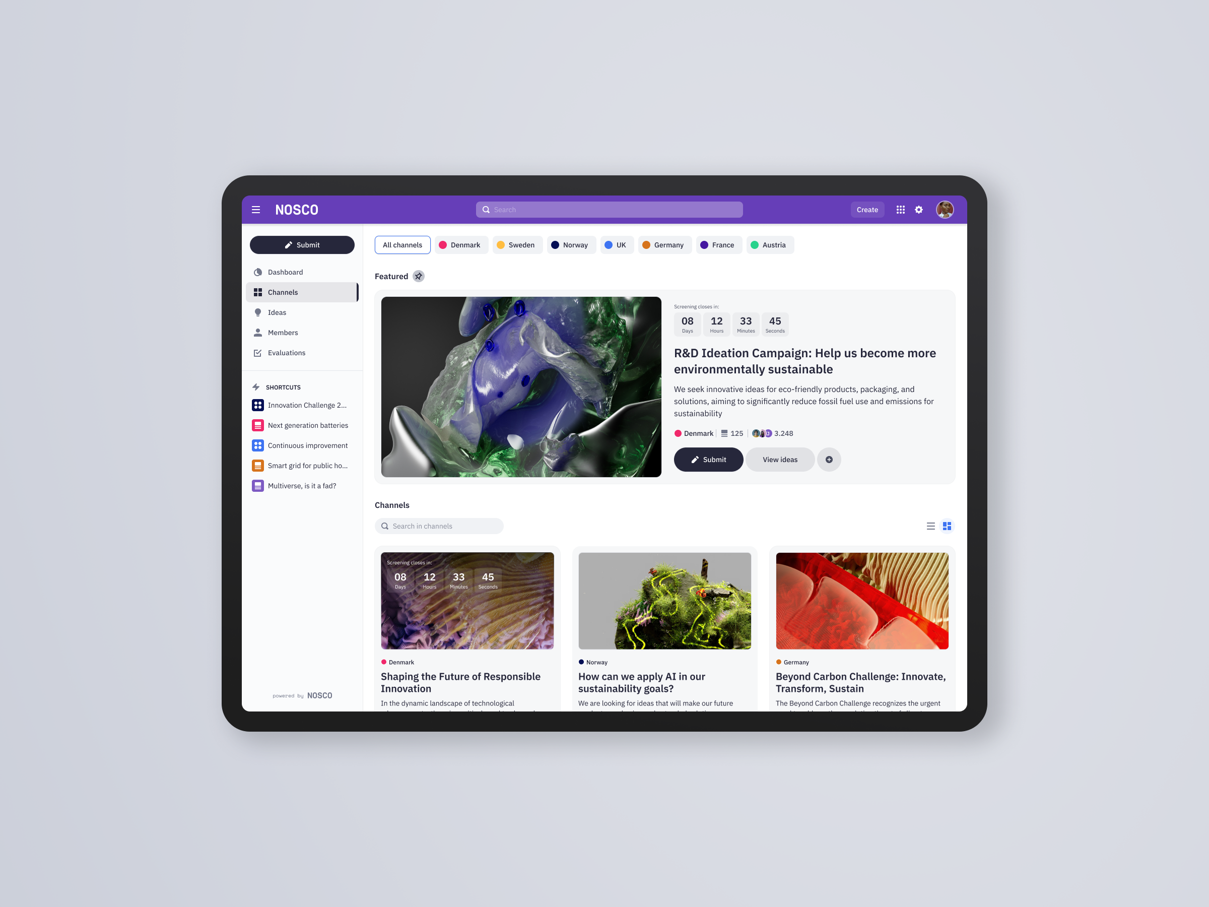 Nosco is an innovation consultancy and SaaS business that helps large organisations become more innovative through open & collaborative models of innovation. Nosco provides an innovation management tool allowing effortless collection, maturation and incubation.