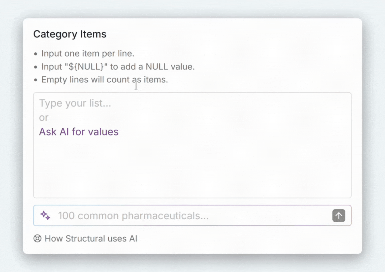 AI assisted categorical generator
