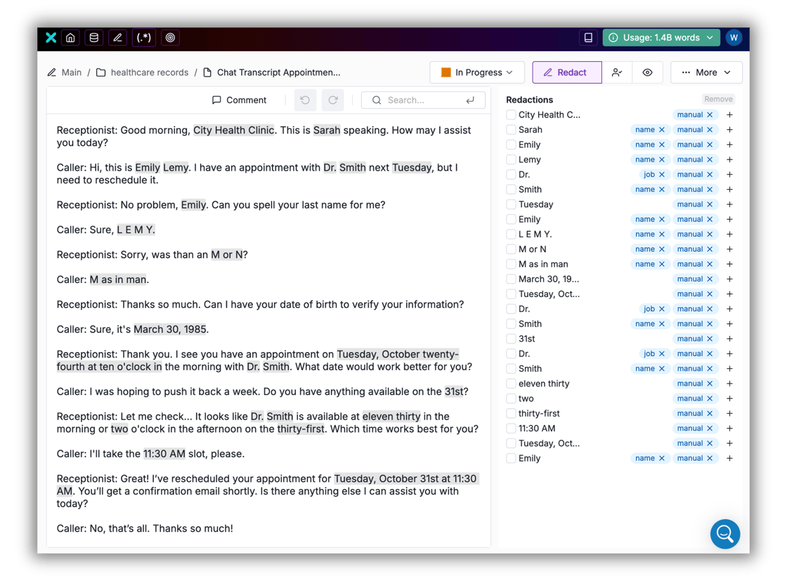 Textual - guided redaction - with glow