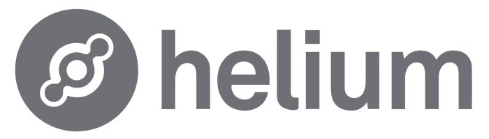 Helium company logo featuring a circular geometric icon to the left of the word 'helium'.