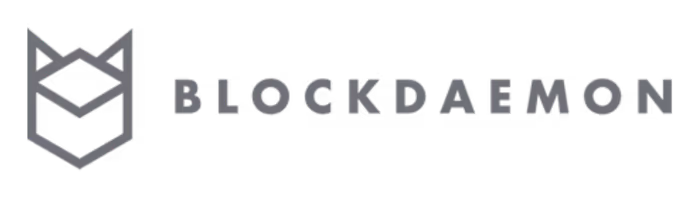 Blockdaemon logo with stylized geometric shield icon to the left of the word 'BLOCKDAEMON' in uppercase letters.