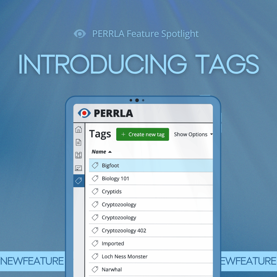 Using tags in PERRLA to quickly search and organize references in a research library.