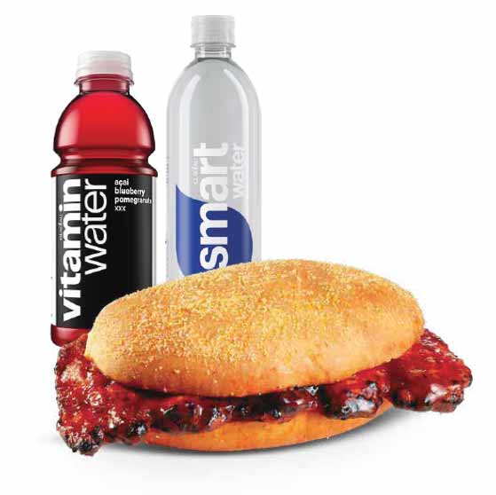 Rib Sandwich and Vitamin Water