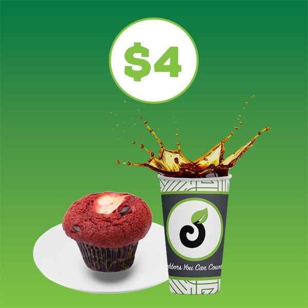 Red Velvet Muffin and Coffee