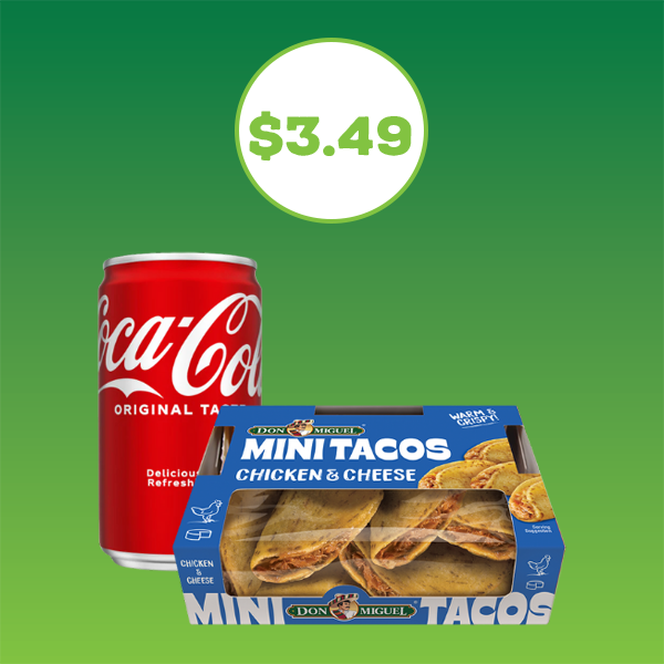 Mini Coke Can and box of Mini Tacos