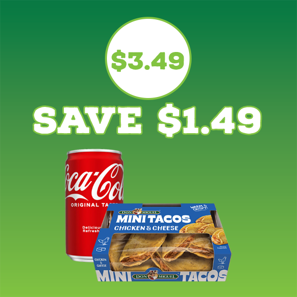 Mini Coke Can and box of Mini Tacos