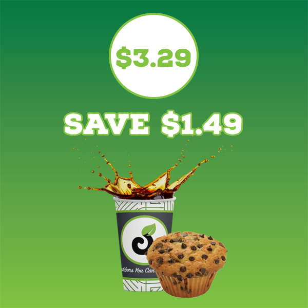 Chocolate Chip Muffin and 20oz Coffee