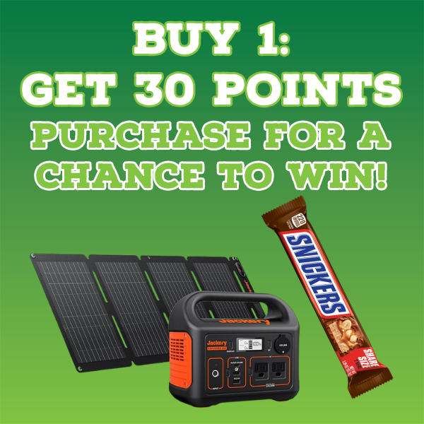 Snickers Share Size Bar and a Jackery Solar Generator