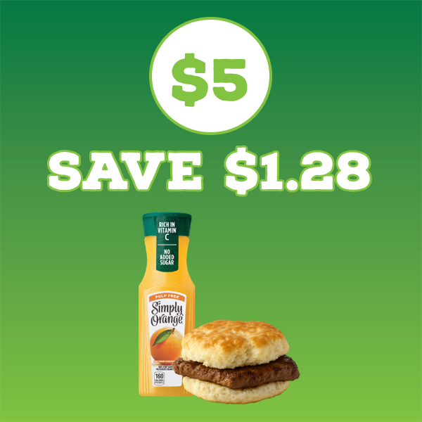 Steak Biscuit and Simply Juice