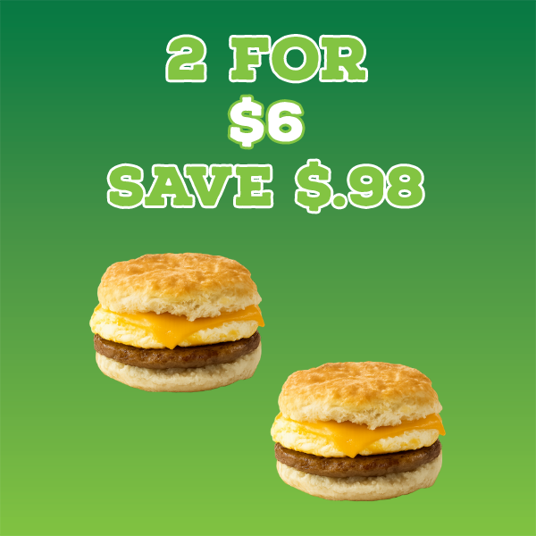 2 Sausage, Egg, and Cheese Biscuits