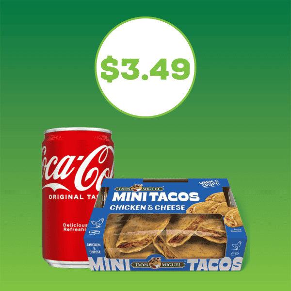 Mini Coke Can and box of Mini Tacos