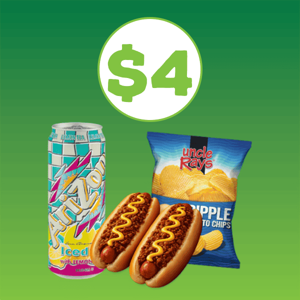 Jiffy Dogs, Arizona Beverage, and Uncle Ray's Chips
