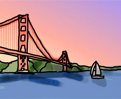 Golden Gate Bridge hand drawn image