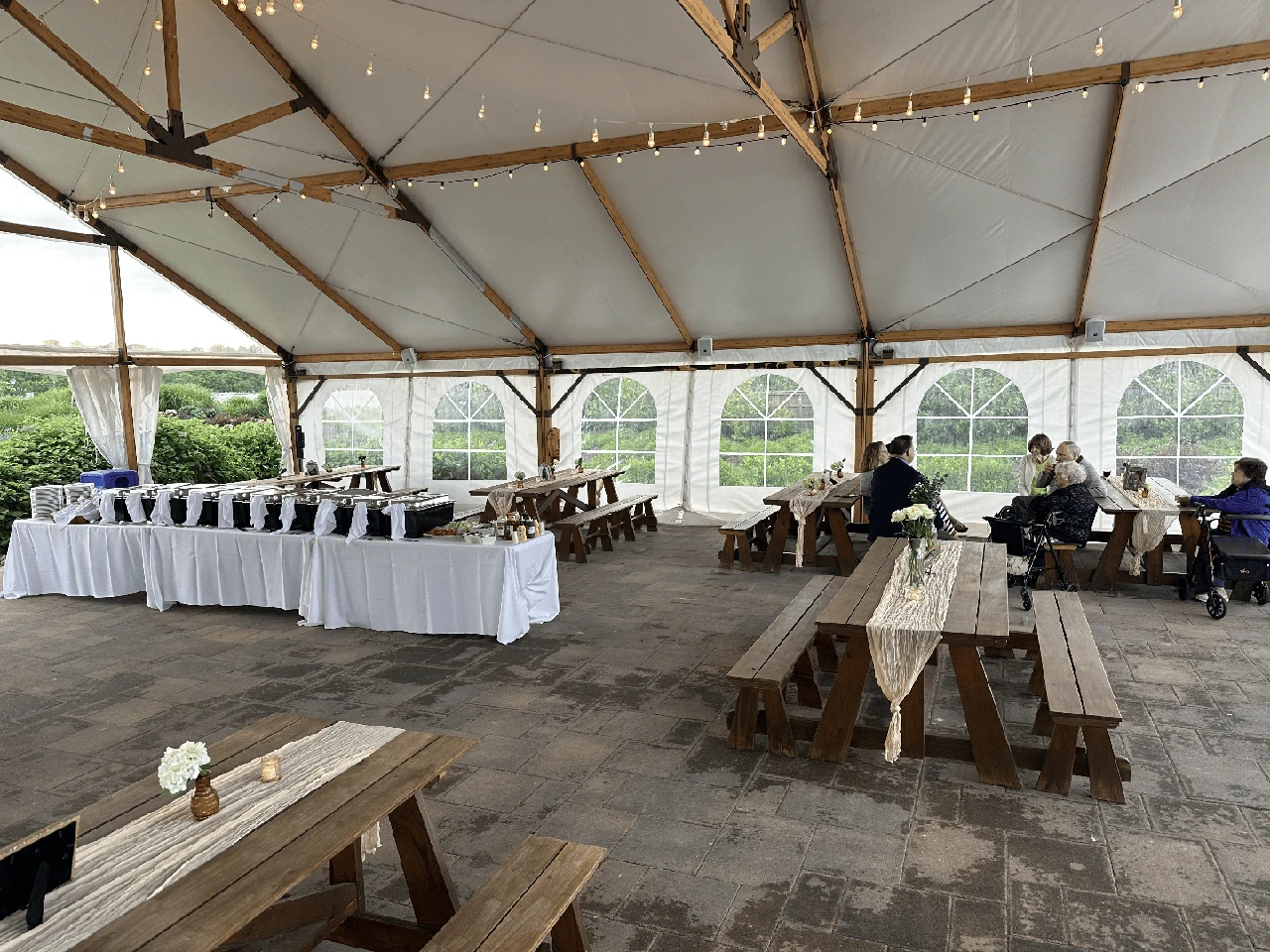 at home party catering backyard dinner setup