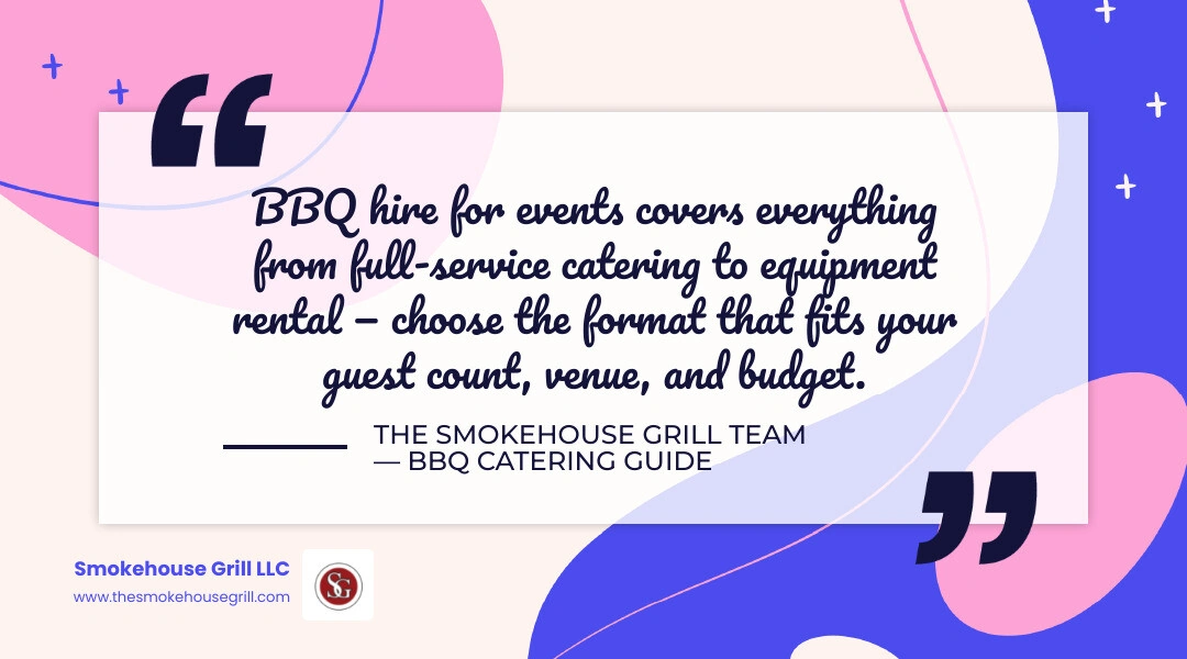 Steps to plan a catered BBQ event: choose format, estimate guests, select menu, book early, confirm logistics infographic Steps to plan a catered BBQ event: choose format, estimate guests, select menu, book early, confirm logistics infographic