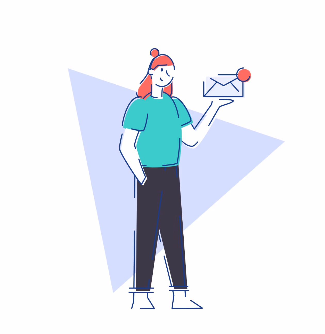 An illustration of a female holding a letter