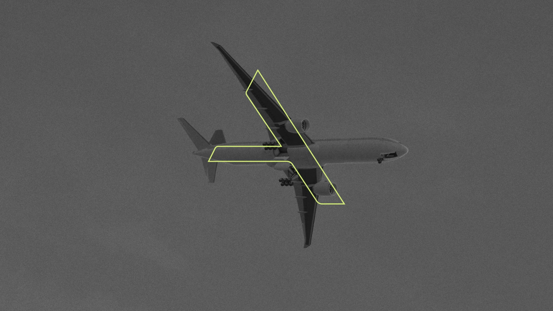 Axio's outlined symbol over an overhead view of an aircraft