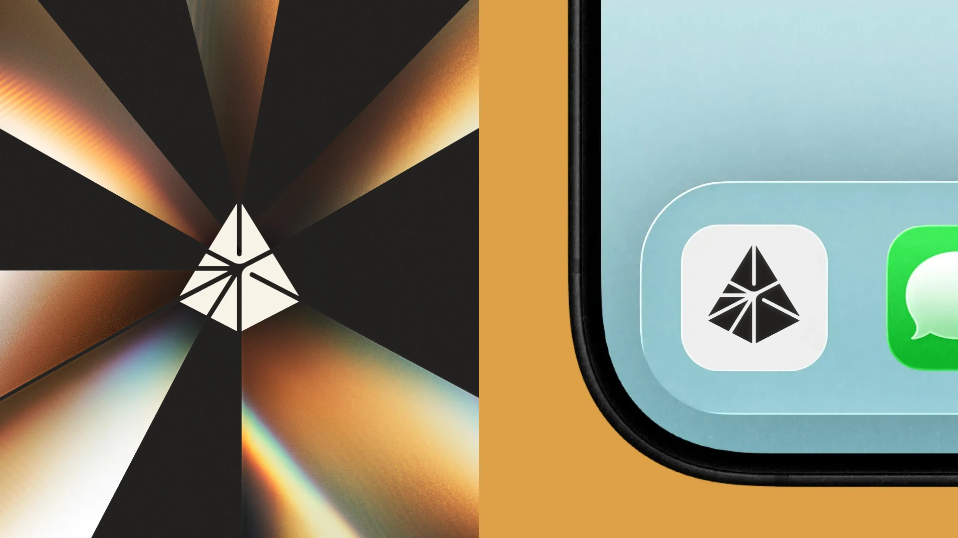 Adapt prism symbol with refracted light beside its app icon on a phone