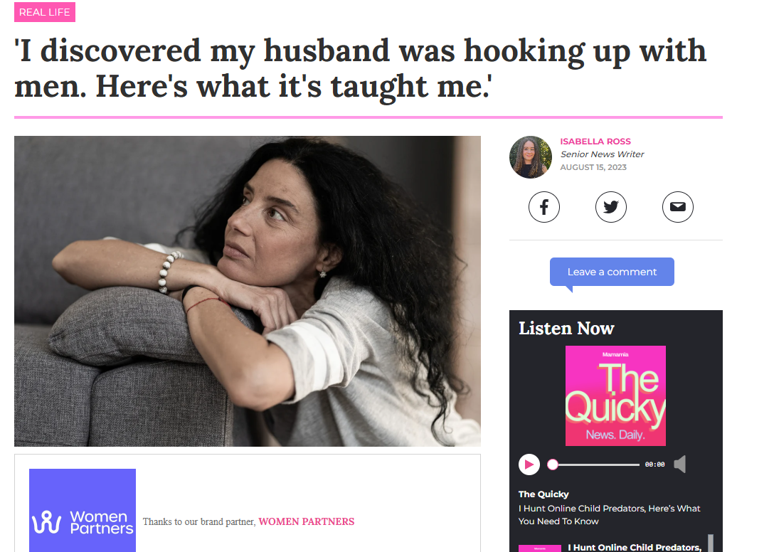My husband cheated on me with a man. Read on to hear about Renee's lived experience.