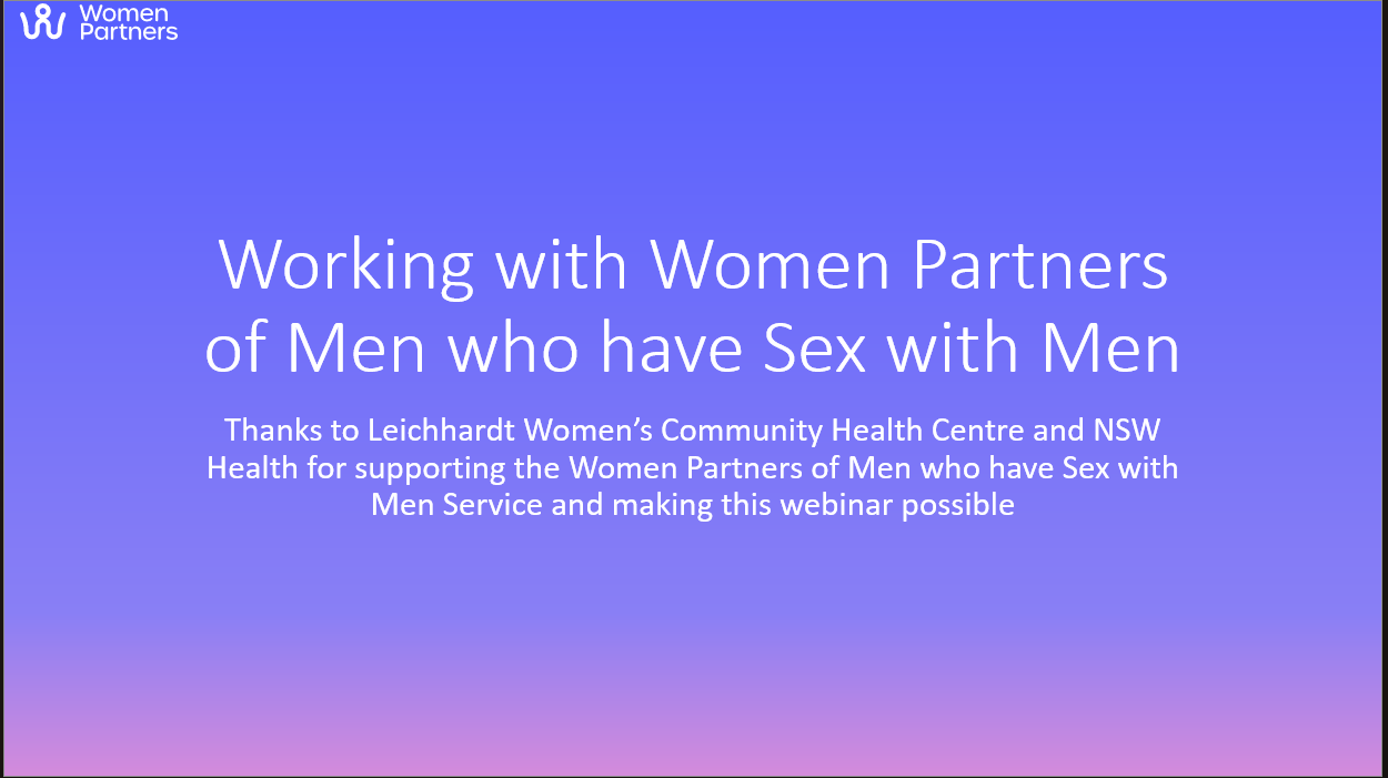 Social Workers & Counsellors Supporting Women Partners of MSM