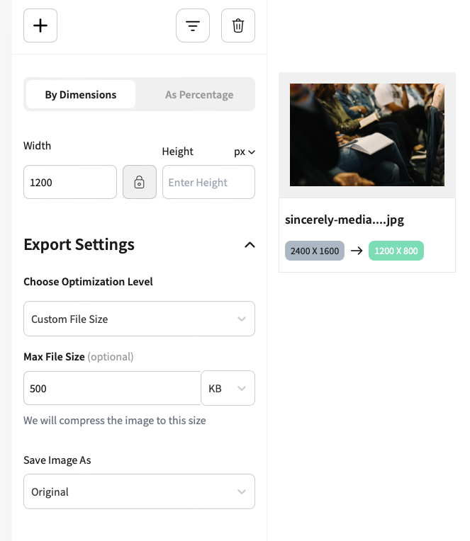 Image resize options for ImageResizer.com