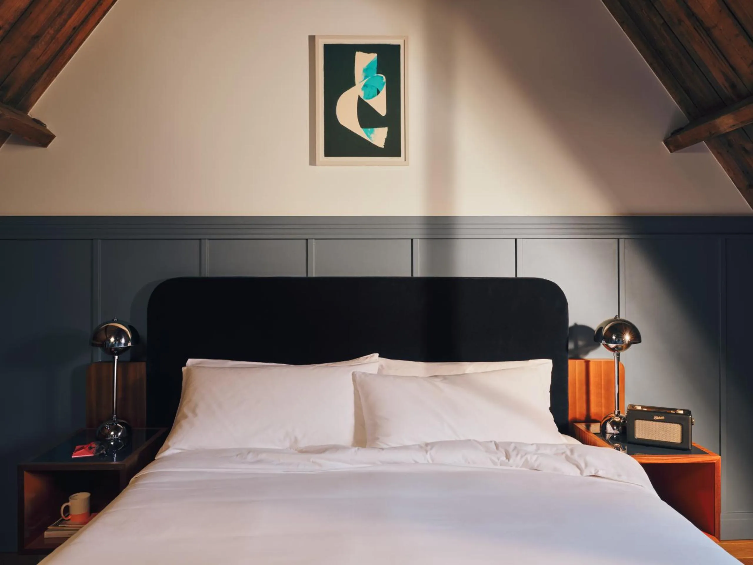 Bedroom at The Hoxton Lloyd Amsterdam, a design-led boutique hotel in the Eastern Docklands