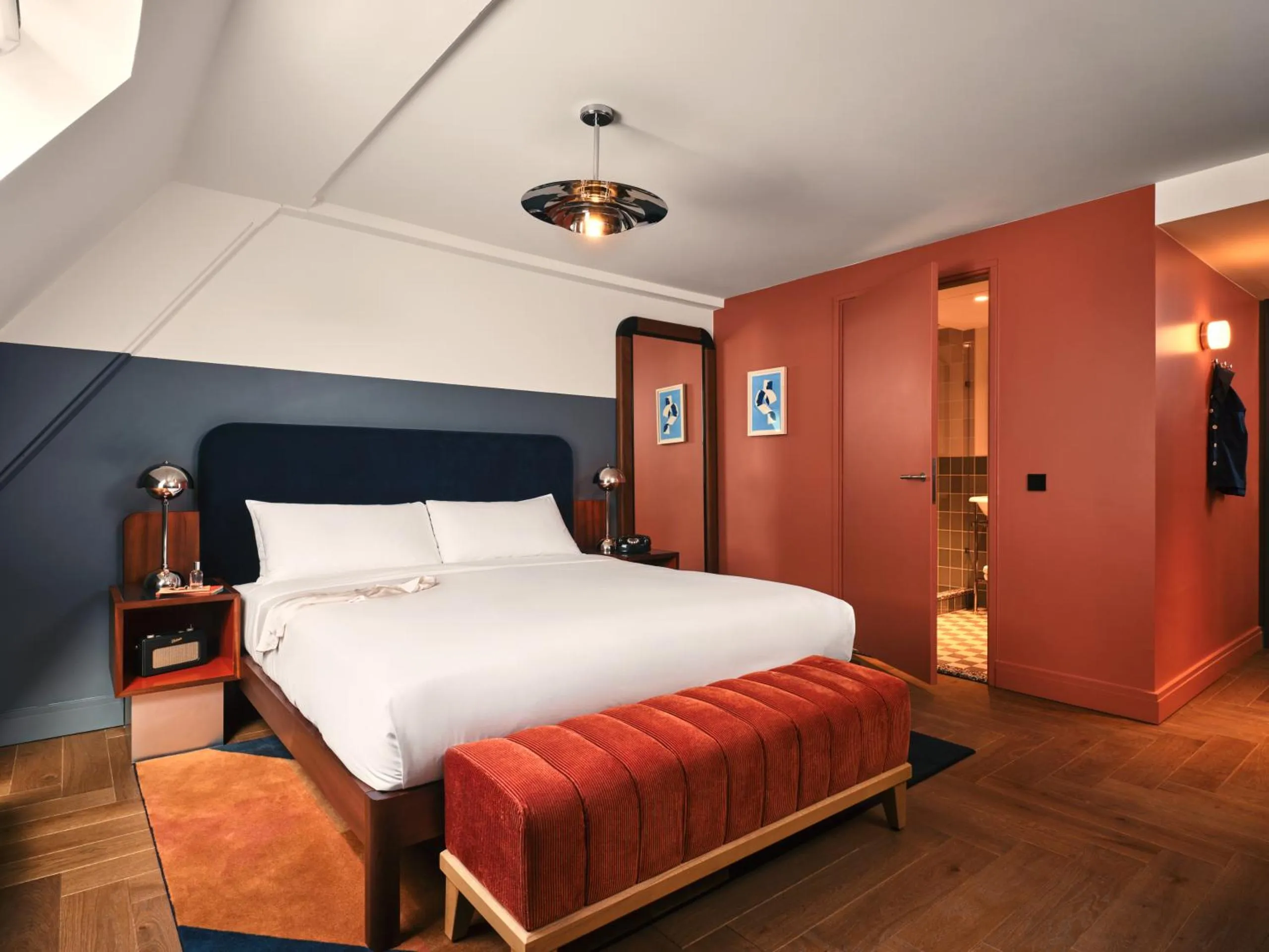 Bedroom at The Hoxton Lloyd Amsterdam, a design-led boutique hotel in the Eastern Docklands