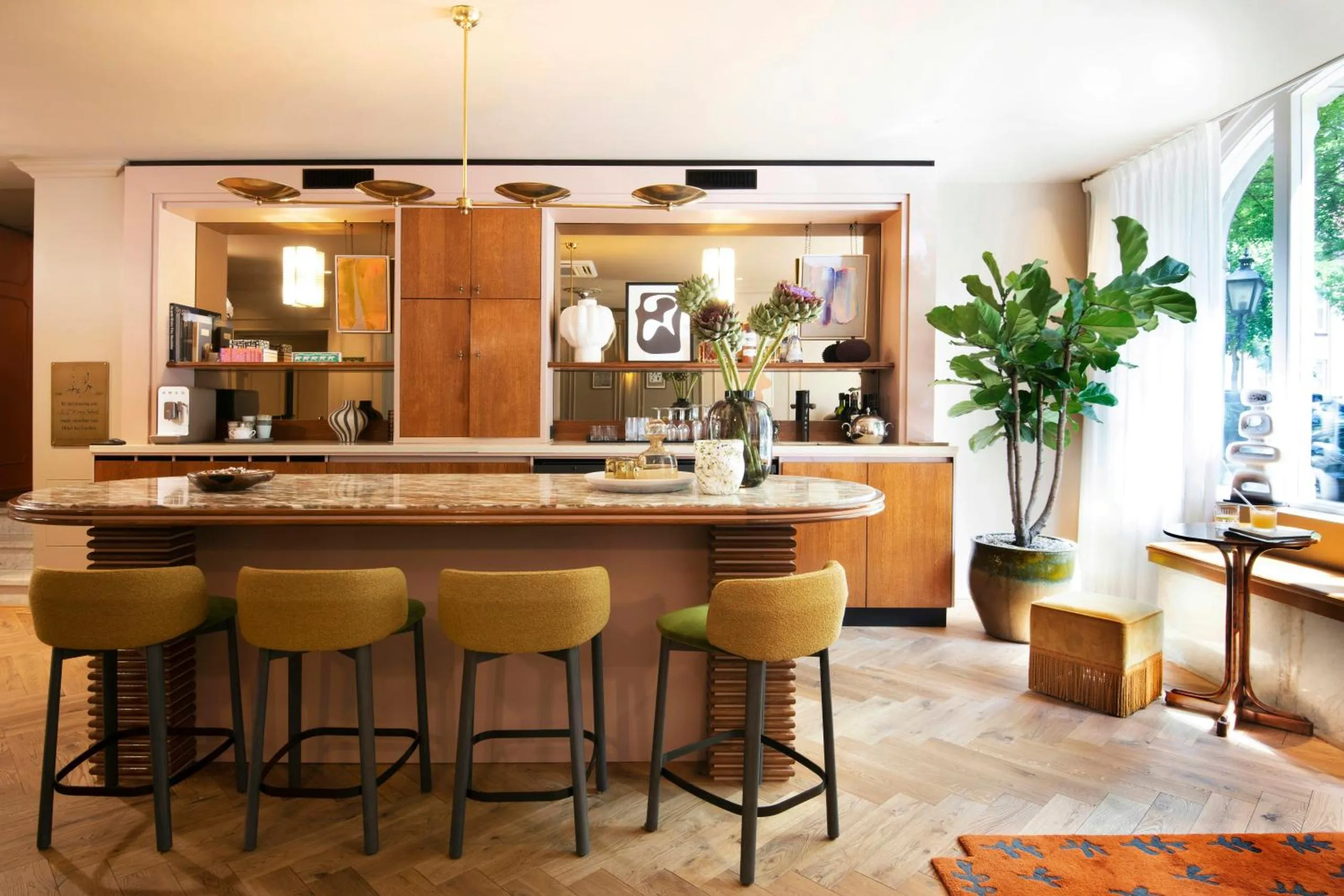Bar at Jan Luyken Amsterdam, a boutique hotel set in three 19th-century townhouses in the Museum Quarter